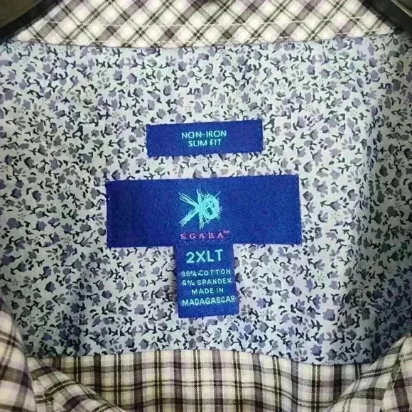 Egara Men's Long Sleeve Button Down Shirt 2XLT Gray Lavender Casual Office Fall - Picture 9 of 10